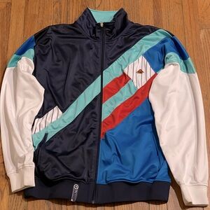 LRG Tracksuit Jacket in Navy & Royal blue mixed in with Turquoise, Red & White.